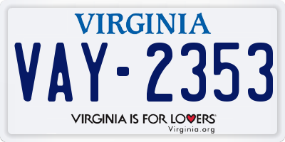 VA license plate VAY2353