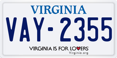 VA license plate VAY2355