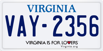 VA license plate VAY2356