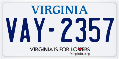 VA license plate VAY2357