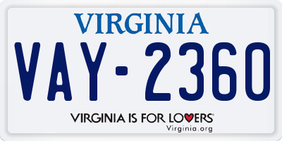 VA license plate VAY2360