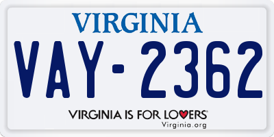 VA license plate VAY2362