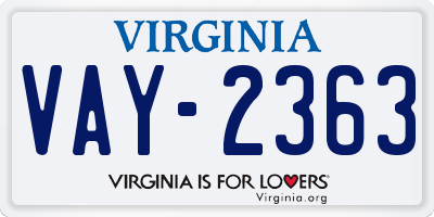 VA license plate VAY2363