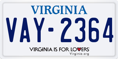 VA license plate VAY2364