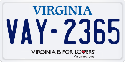 VA license plate VAY2365