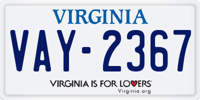 VA license plate VAY2367