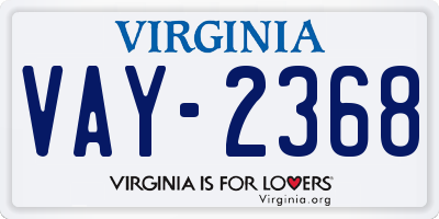 VA license plate VAY2368