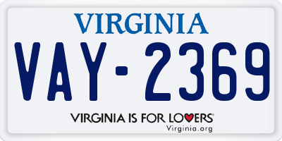 VA license plate VAY2369
