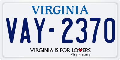 VA license plate VAY2370