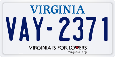 VA license plate VAY2371