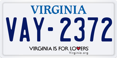 VA license plate VAY2372