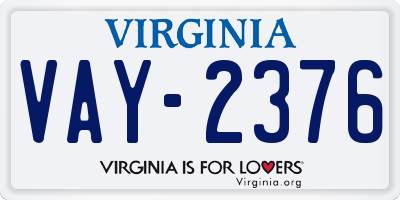 VA license plate VAY2376