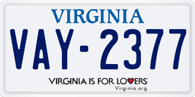 VA license plate VAY2377