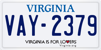 VA license plate VAY2379