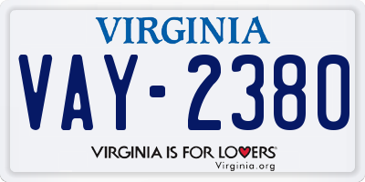 VA license plate VAY2380