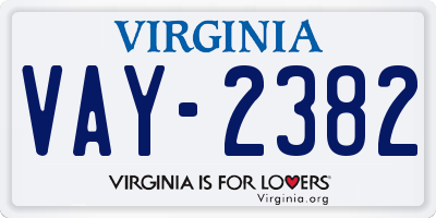 VA license plate VAY2382