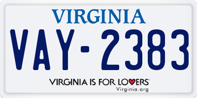 VA license plate VAY2383