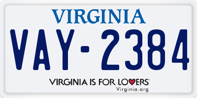 VA license plate VAY2384