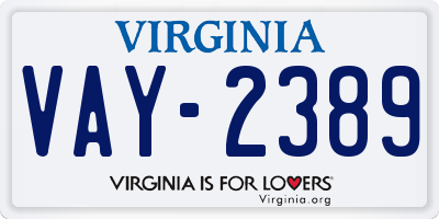 VA license plate VAY2389