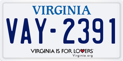 VA license plate VAY2391