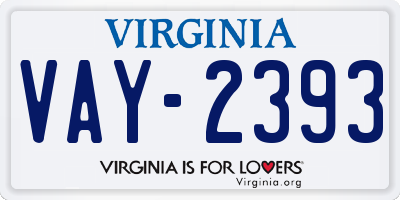 VA license plate VAY2393