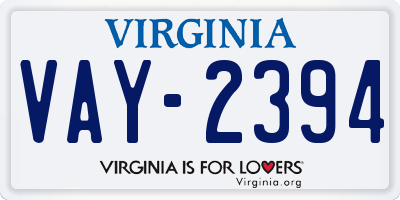 VA license plate VAY2394
