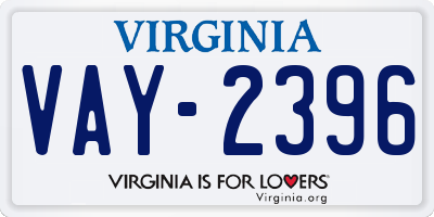 VA license plate VAY2396