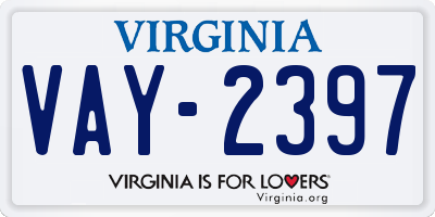 VA license plate VAY2397