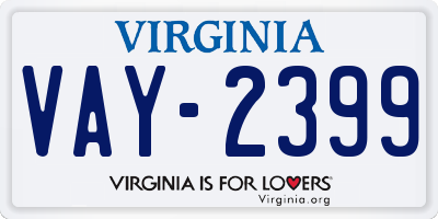VA license plate VAY2399