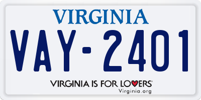 VA license plate VAY2401