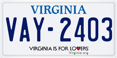 VA license plate VAY2403