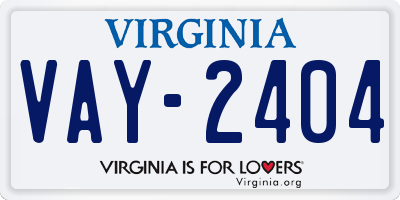 VA license plate VAY2404