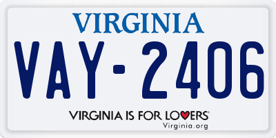 VA license plate VAY2406