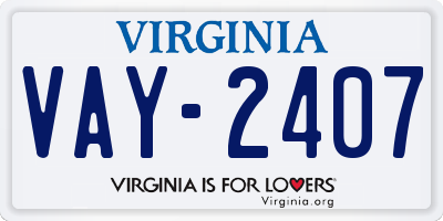 VA license plate VAY2407