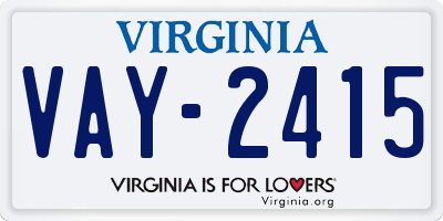 VA license plate VAY2415