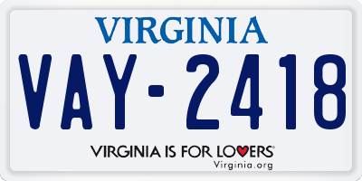 VA license plate VAY2418