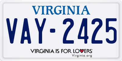 VA license plate VAY2425