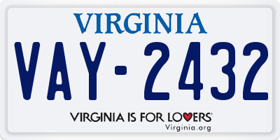 VA license plate VAY2432