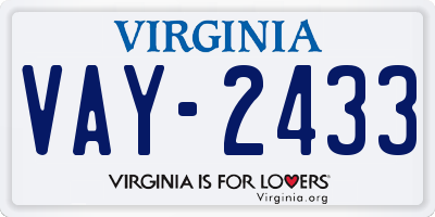 VA license plate VAY2433