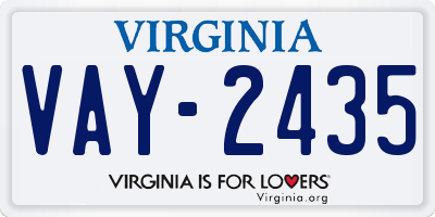 VA license plate VAY2435