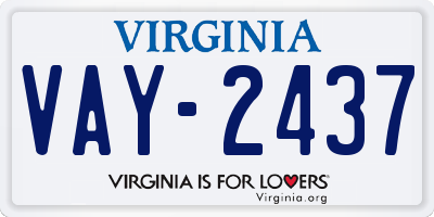 VA license plate VAY2437