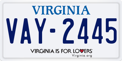 VA license plate VAY2445