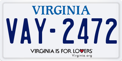 VA license plate VAY2472