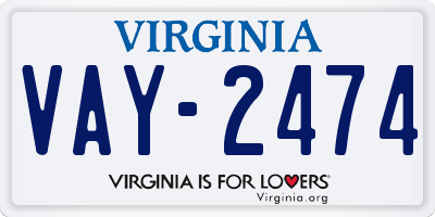 VA license plate VAY2474