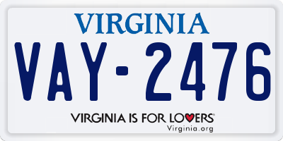 VA license plate VAY2476