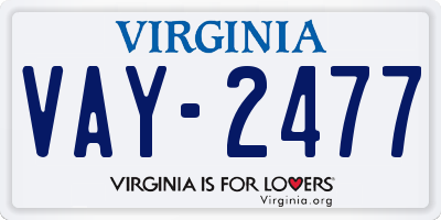 VA license plate VAY2477
