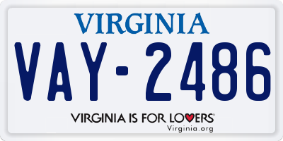 VA license plate VAY2486