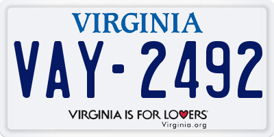 VA license plate VAY2492