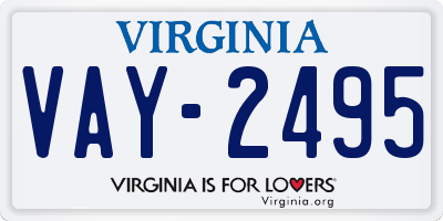 VA license plate VAY2495