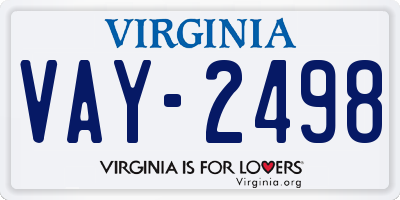 VA license plate VAY2498